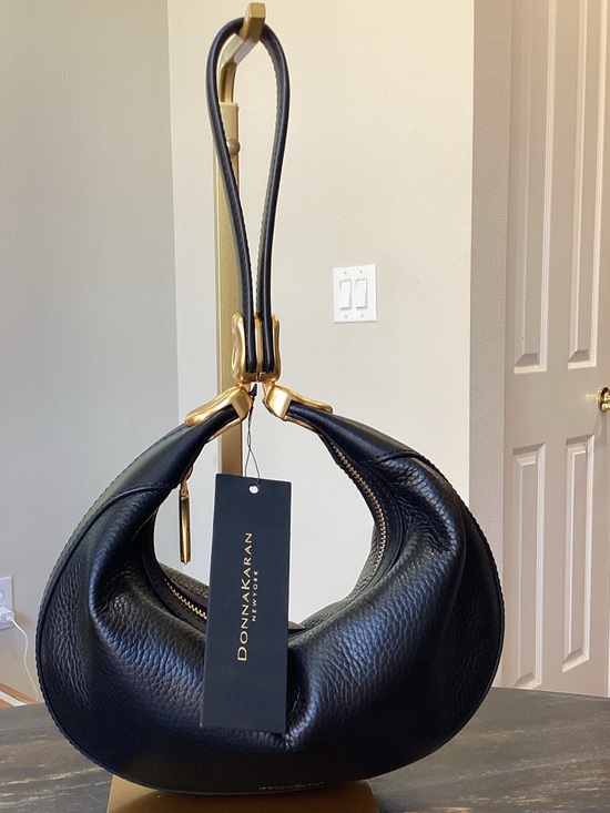Donna Karan Handbags - Donna Karan the Serge Black Pebble Leather Crescent Shoulder Bag